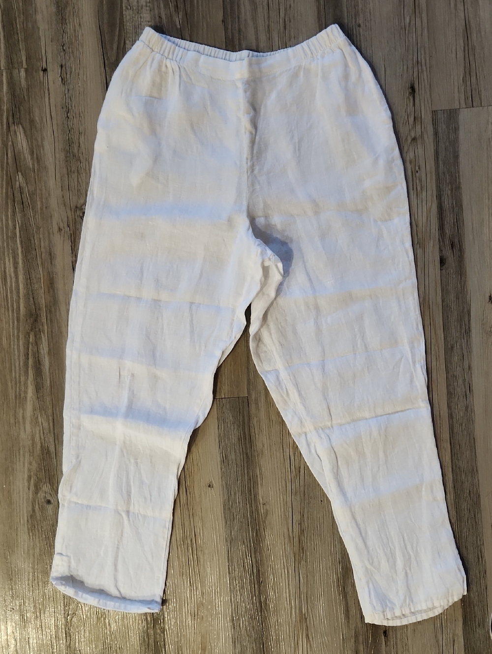 Flax White Linen Straight Pants Size M